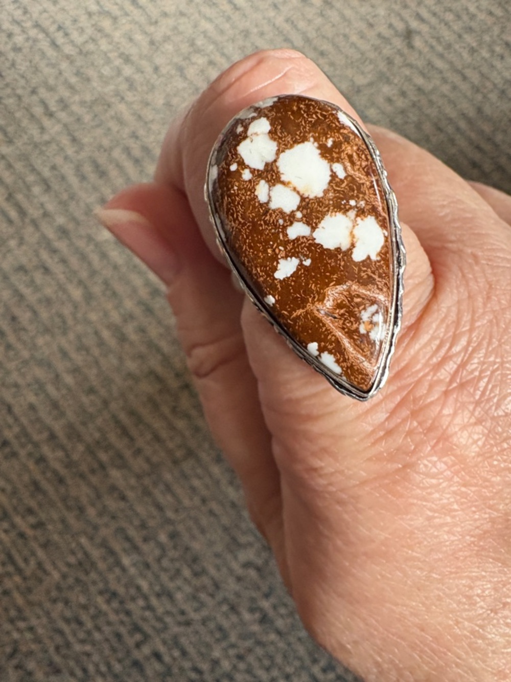 Wild Horse Jasper 925 silver plated ring Sz 10.25